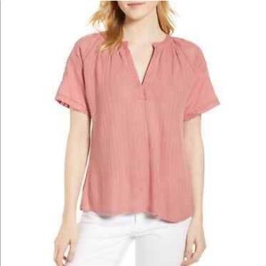 Lucky brand embroidered dusty rose peasant blouse